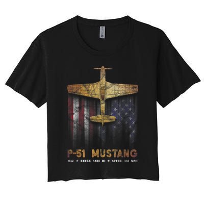 P51 Mustang WWII Fighter Plane Crop Top