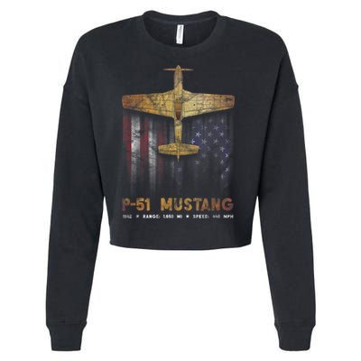 P51 Mustang WWII Fighter Plane Cropped Pullover Crew