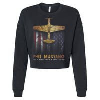 P51 Mustang WWII Fighter Plane Cropped Pullover Crew