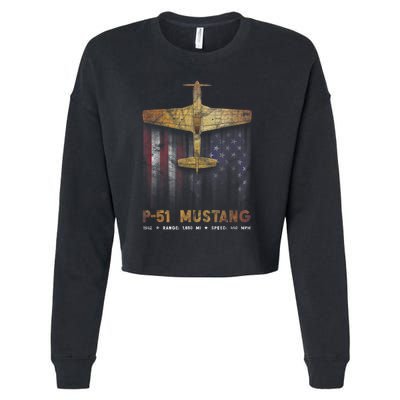 P51 Mustang WWII Fighter Plane Cropped Pullover Crew