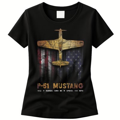 P51 Mustang WWII Fighter Plane Womens T-Shirt
