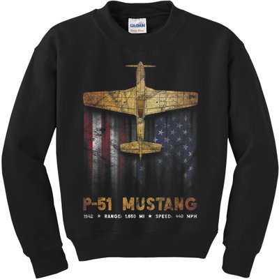 P51 Mustang WWII Fighter Plane Kids Sweatshirt