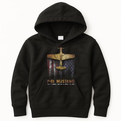 P51 Mustang WWII Fighter Plane Kids Hoodie