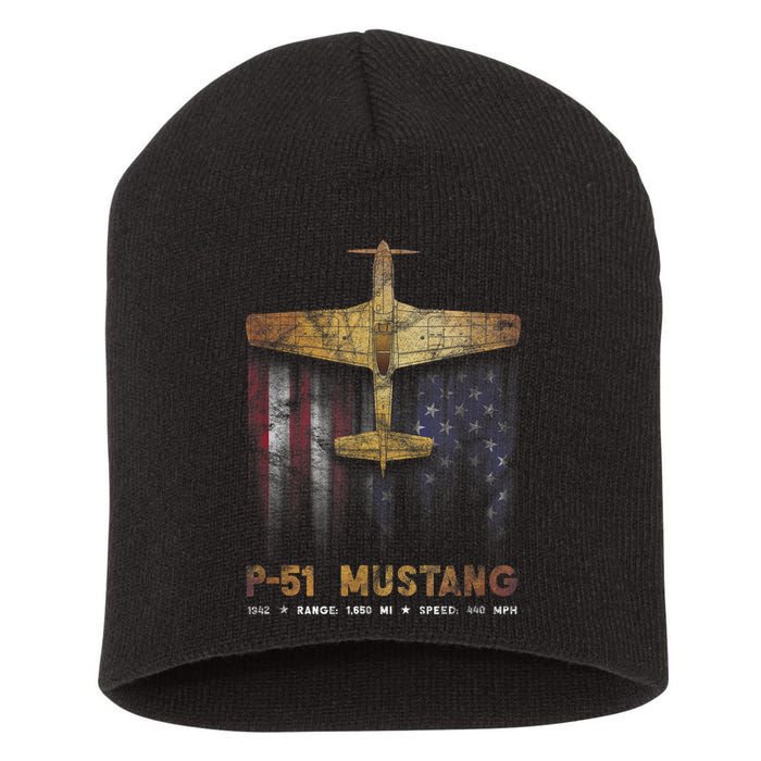 P51 Mustang WWII Fighter Plane Short Acrylic Beanie