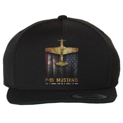 P51 Mustang WWII Fighter Plane Wool Snapback Cap
