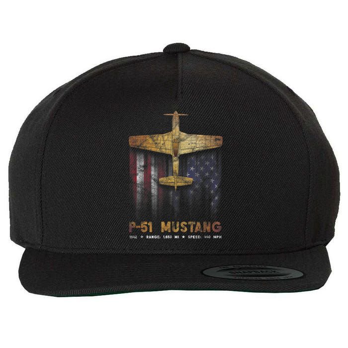 P51 Mustang WWII Fighter Plane Wool Snapback Cap