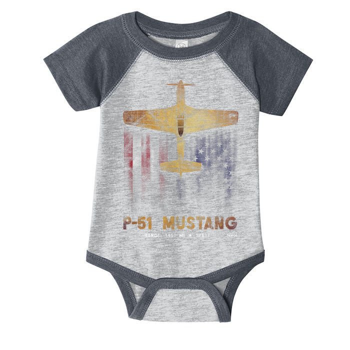P51 Mustang WWII Fighter Plane Infant Baby Jersey Bodysuit
