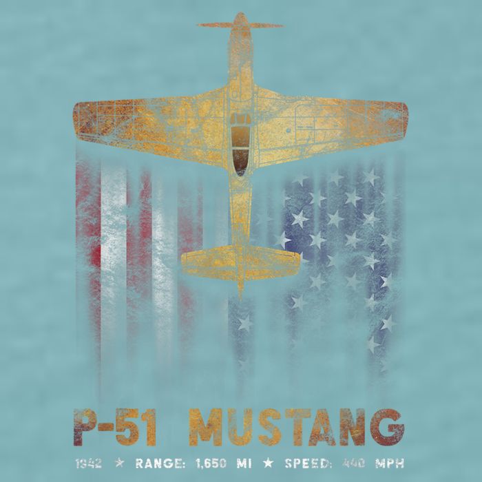 P51 Mustang WWII Fighter Plane Sueded Cloud Jersey T-Shirt