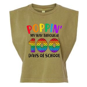 Poppin My Way Through 100 Days of School 100th Day Pop Garment-Dyed Women's Muscle Tee