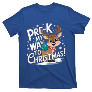 Prek My Way To Christmas Cute Reindeer Preschool Snowflake Gift T-Shirt