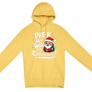 Prek My Way To Christmas Cute Santa Preschool Snowflake Great Gift Premium Pullover Hoodie