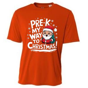 Prek My Way To Christmas Cute Santa Preschool Snowflake Great Gift Cooling Performance Crew T-Shirt