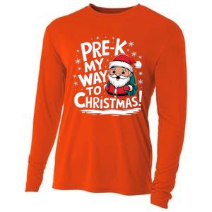 Prek My Way To Christmas Cute Santa Preschool Snowflake Great Gift Cooling Performance Long Sleeve Crew