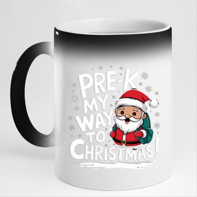 Prek My Way To Christmas Cute Santa Preschool Snowflake Great Gift 11oz Black Color Changing Mug