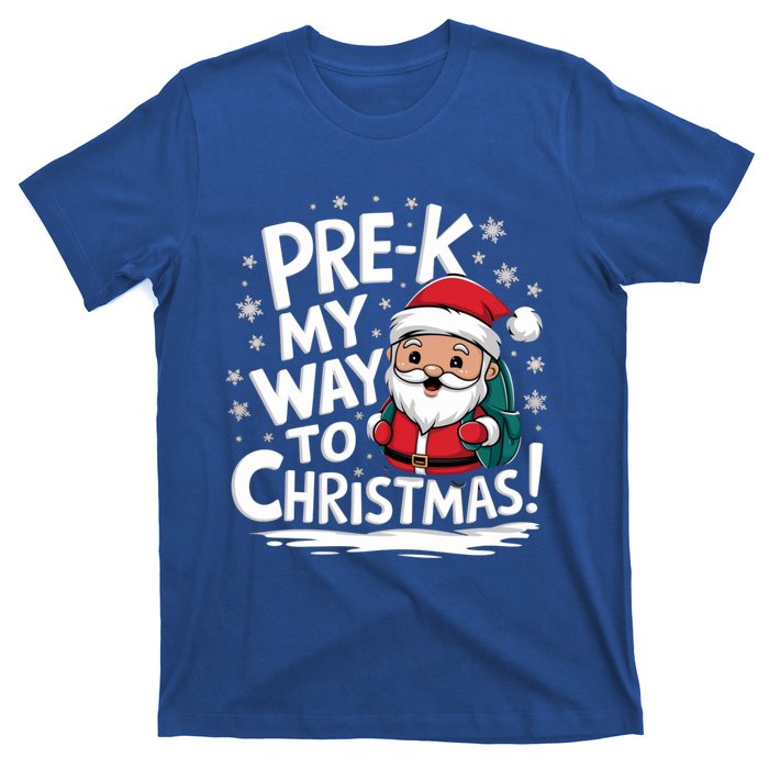 Prek My Way To Christmas Cute Santa Preschool Snowflake Great Gift T-Shirt