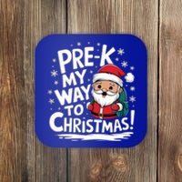 Prek My Way To Christmas Cute Santa Preschool Snowflake Great Gift Coaster