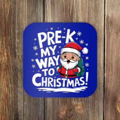 Prek My Way To Christmas Cute Santa Preschool Snowflake Great Gift Coaster