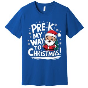 Prek My Way To Christmas Cute Santa Preschool Snowflake Great Gift Premium T-Shirt