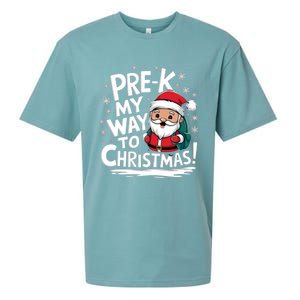 Prek My Way To Christmas Cute Santa Preschool Snowflake Great Gift Sueded Cloud Jersey T-Shirt