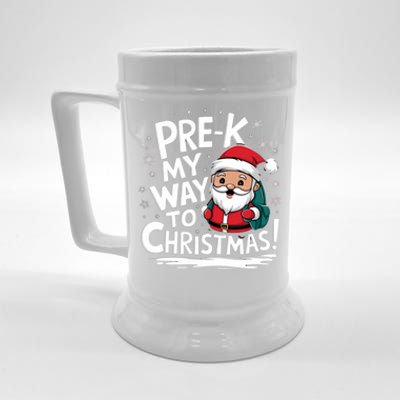 Prek My Way To Christmas Cute Santa Preschool Snowflake Great Gift Beer Stein