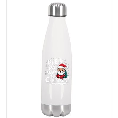 Prek My Way To Christmas Cute Santa Preschool Snowflake Great Gift Stainless Steel Insulated Water Bottle