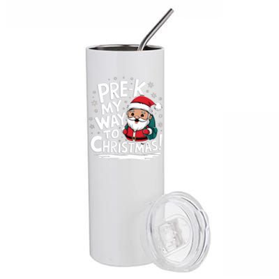 Prek My Way To Christmas Cute Santa Preschool Snowflake Great Gift Stainless Steel Tumbler