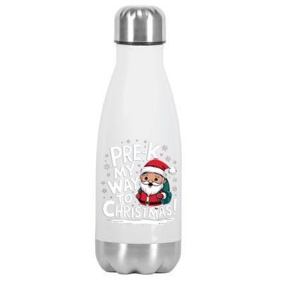 Prek My Way To Christmas Cute Santa Preschool Snowflake Great Gift Stainless Steel Insulated Water Bottle