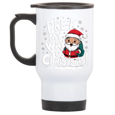 Prek My Way To Christmas Cute Santa Preschool Snowflake Great Gift Stainless Steel Travel Mug