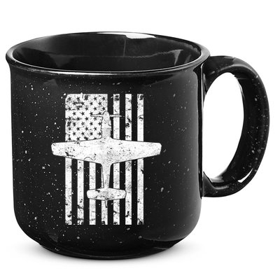 P51 Mustang Wwii Fighter Airplane Vintage Flag Gift 15oz Campfire Ceramic Mug