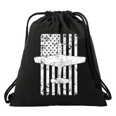 P51 Mustang Wwii Fighter Airplane Vintage Flag Gift Drawstring Bag