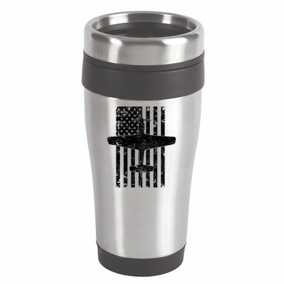 P51 Mustang Wwii Fighter Airplane Vintage Flag Gift 16oz Travel Tumbler