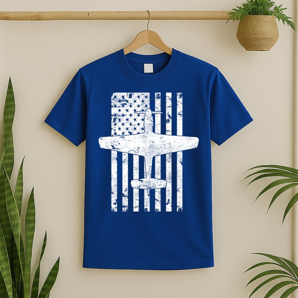 P51 Mustang Wwii Fighter Airplane Vintage Flag Gift T-Shirt