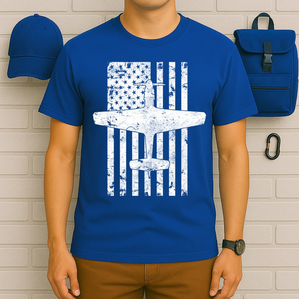 P51 Mustang Wwii Fighter Airplane Vintage Flag Gift T-Shirt