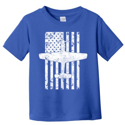 P51 Mustang Wwii Fighter Airplane Vintage Flag Gift Toddler T-Shirt