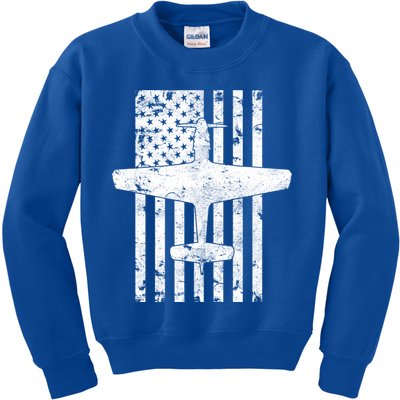 P51 Mustang Wwii Fighter Airplane Vintage Flag Gift Kids Sweatshirt