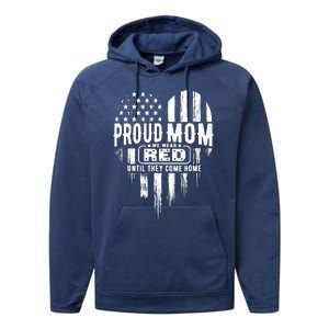 Proud Mom We Wear Red Friday Military Performance Fleece Hoodie