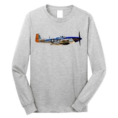 P51 Mustang WWII Fighter Plane US Military Aviation History Long Sleeve Shirt