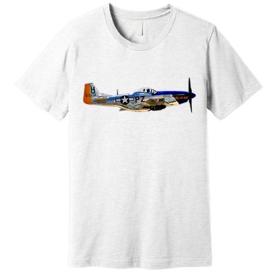 P51 Mustang WWII Fighter Plane US Military Aviation History Premium T-Shirt