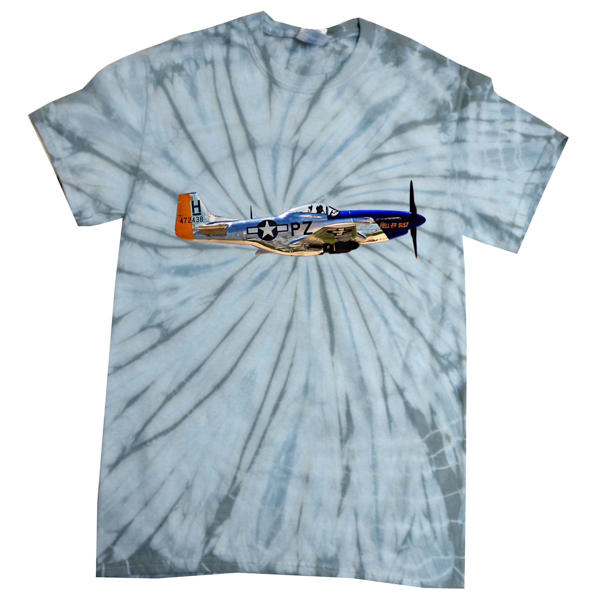 P51 Mustang WWII Fighter Plane US Military Aviation History Tie-Dye T-Shirt