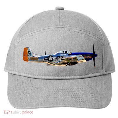 P51 Mustang WWII Fighter Plane US Military Aviation History 7-Panel Snapback Hat