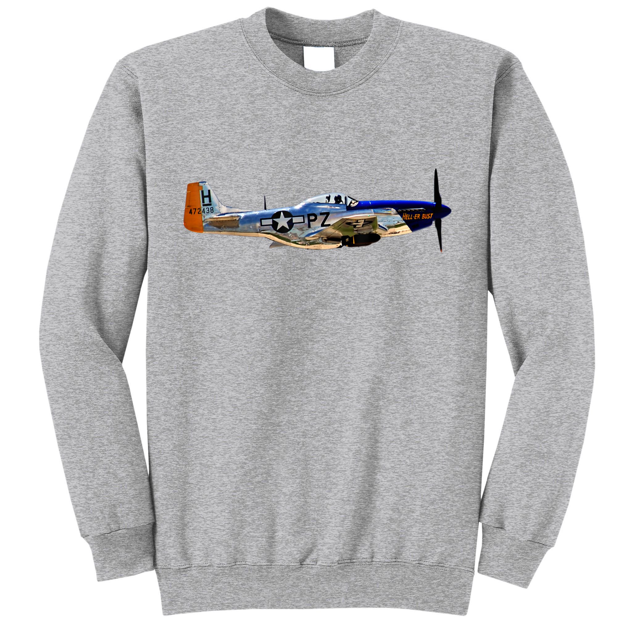 P51 Mustang WWII Fighter Plane US Military Aviation History Tall Sweatshirt