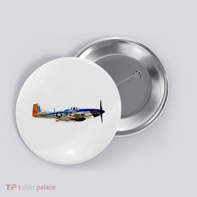 P51 Mustang WWII Fighter Plane US Military Aviation History Button