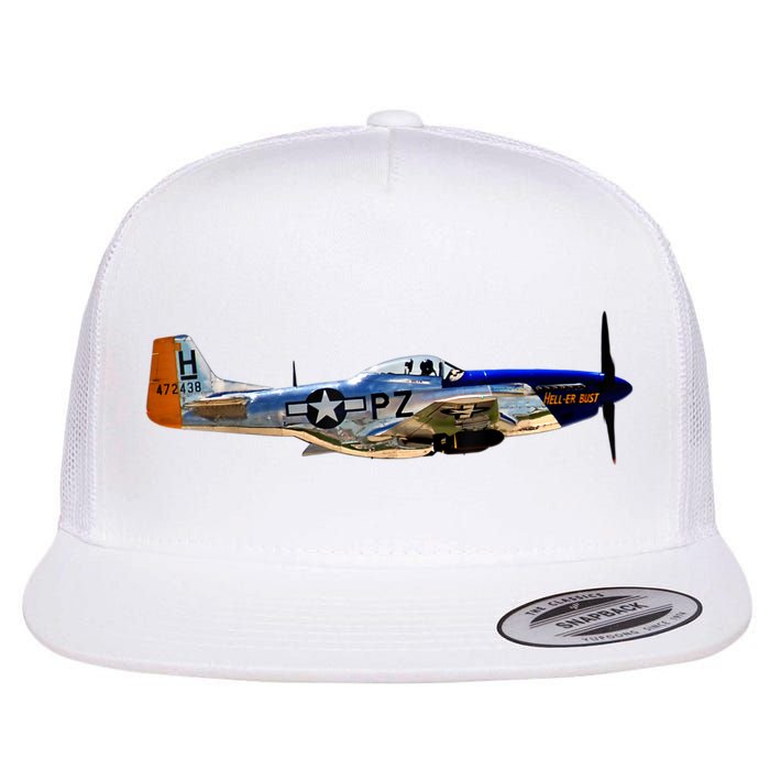 P51 Mustang WWII Fighter Plane US Military Aviation History Flatbill Hat