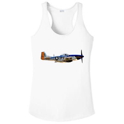 P51 Mustang WWII Fighter Plane US Military Aviation History Ladies PosiCharge Competitor Racerback Tank