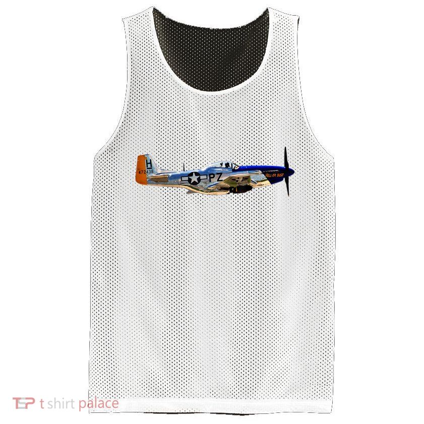 P51 Mustang WWII Fighter Plane US Military Aviation History Mesh Reversible Basketball Jersey Tank