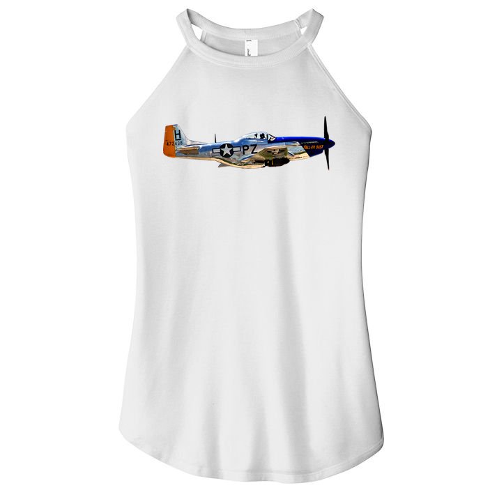 P51 Mustang WWII Fighter Plane US Military Aviation History Women's Perfect Tri Rocker Tank