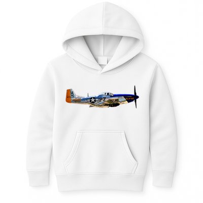 P51 Mustang WWII Fighter Plane US Military Aviation History Kids Hoodie