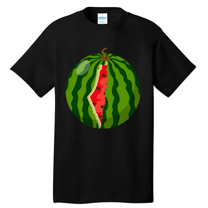 Palestine Map Watermelon Arabic Calligraphy Tall T-Shirt