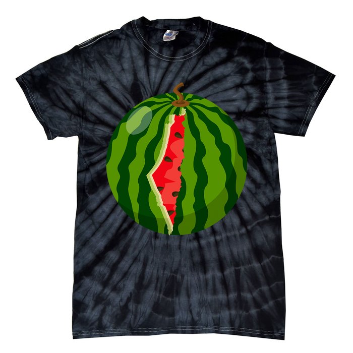 Palestine Map Watermelon Arabic Calligraphy Tie-Dye T-Shirt