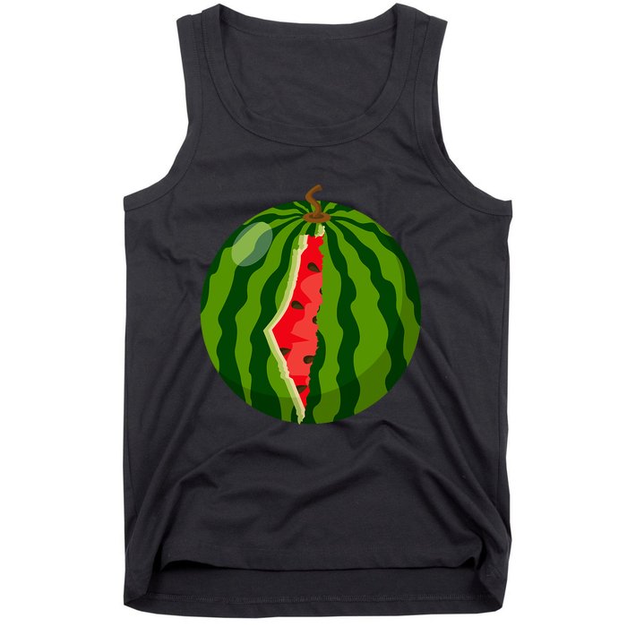 Palestine Map Watermelon Arabic Calligraphy Tank Top